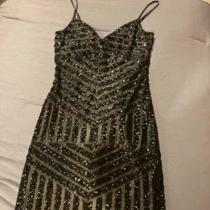 Express Sequined Cocktail Holiday Dress